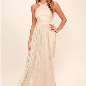Gold shimmer floor length dress